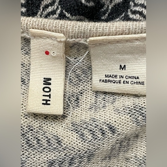 Anthropologie MOTH Knit Crossed Hem Pullover Top Cotton Wool Blend Beaded Knit - Picture 5 of 6